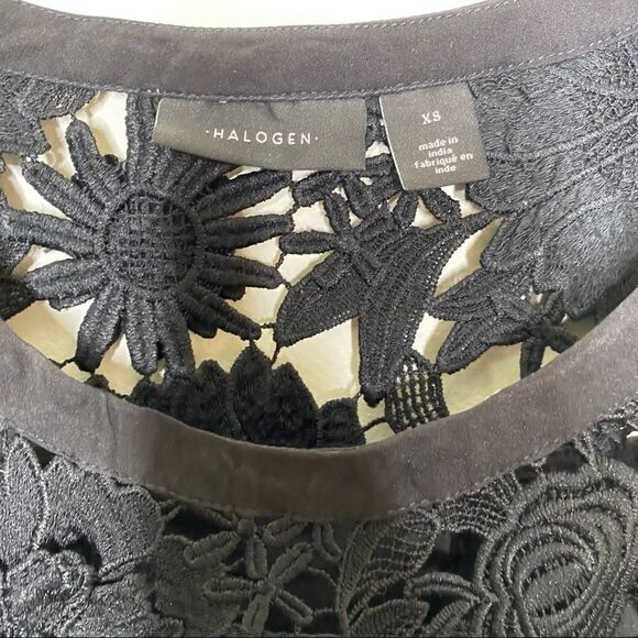 Halogen Black Crochet Floral Appliqué Shift Dress - Picture 2 of 7